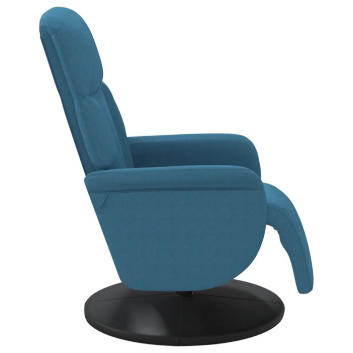 Fauteuil inclinable avec repose-pied bleu velours – Image 2