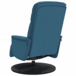 Fauteuil inclinable avec repose-pied bleu velours – Image 3