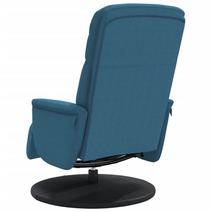 Fauteuil inclinable avec repose-pied bleu velours – Image 3