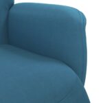 Fauteuil inclinable avec repose-pied bleu velours – Image 5