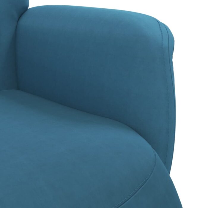 Fauteuil inclinable avec repose-pied bleu velours – Image 5