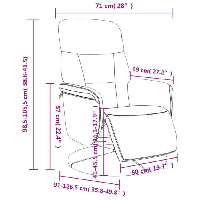 Fauteuil inclinable avec repose-pied bleu velours – Image 7
