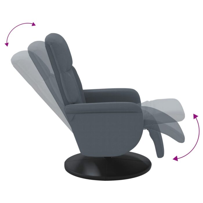 Fauteuil inclinable avec repose-pied gris foncé velours – Image 4