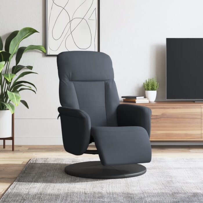 Fauteuil inclinable avec repose-pied gris foncé velours – Image 1
