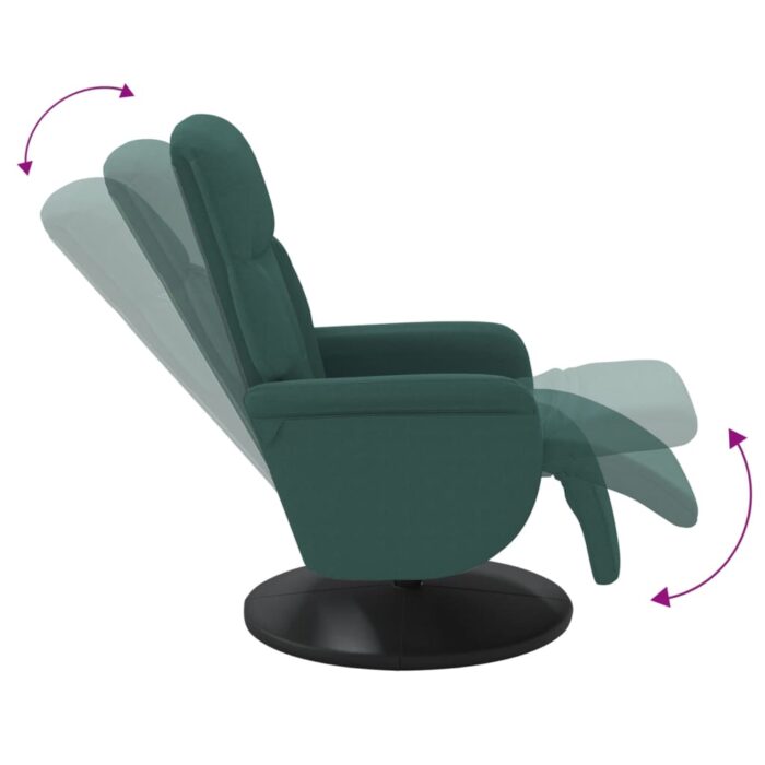 Fauteuil inclinable avec repose-pied vert foncé velours – Image 4