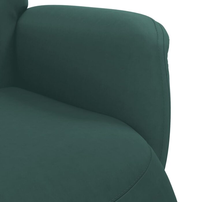 Fauteuil inclinable avec repose-pied vert foncé velours – Image 5