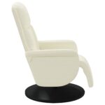 Fauteuil inclinable avec repose-pied crème velours – Image 2