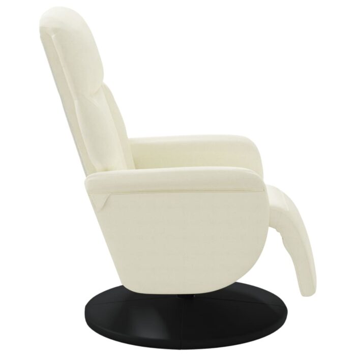 Fauteuil inclinable avec repose-pied crème velours – Image 2