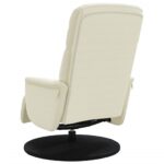 Fauteuil inclinable avec repose-pied crème velours – Image 3