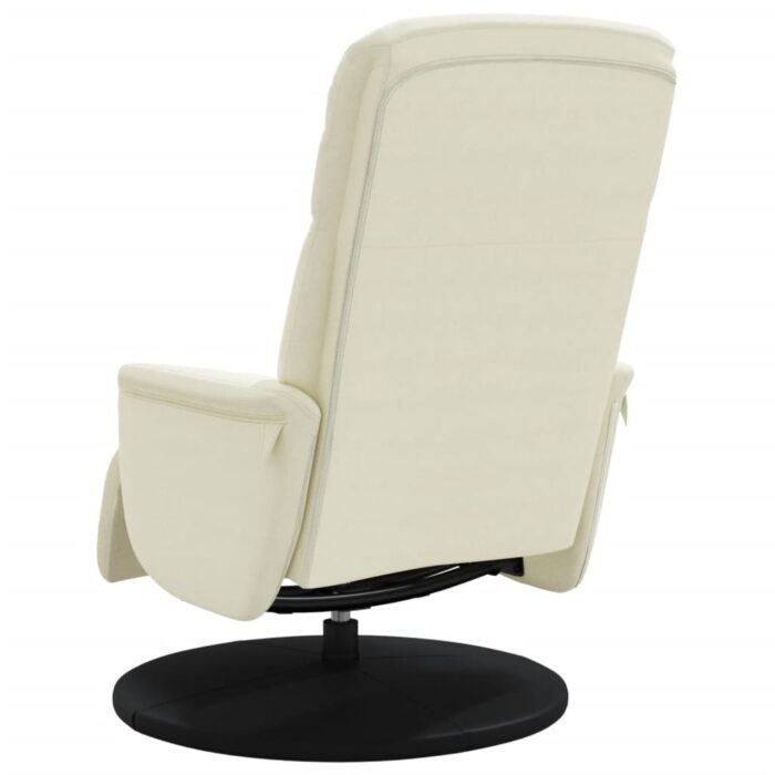 Fauteuil inclinable avec repose-pied crème velours – Image 3