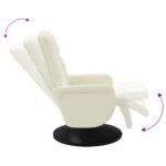 Fauteuil inclinable avec repose-pied crème velours – Image 4