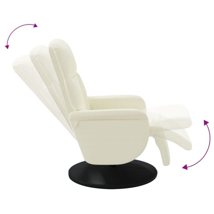 Fauteuil inclinable avec repose-pied crème velours – Image 4