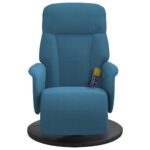 Fauteuil inclinable de massage avec repose-pied bleu velours – Image 2