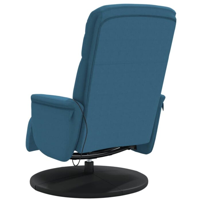 Fauteuil inclinable de massage avec repose-pied bleu velours – Image 4