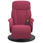Fauteuil de massage inclinable avec repose-pied rouge bordeaux – Image 2