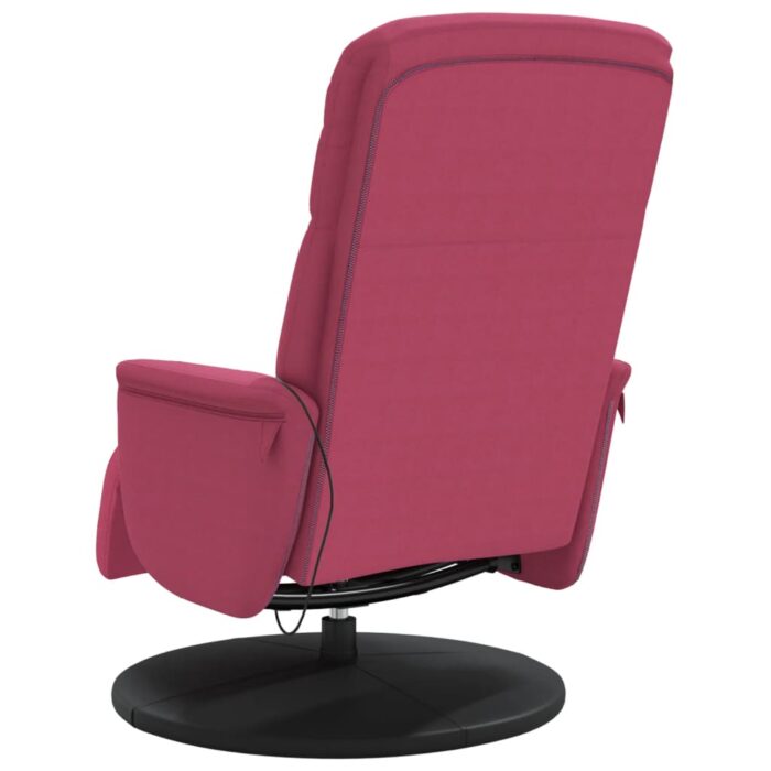 Fauteuil de massage inclinable avec repose-pied rouge bordeaux – Image 4