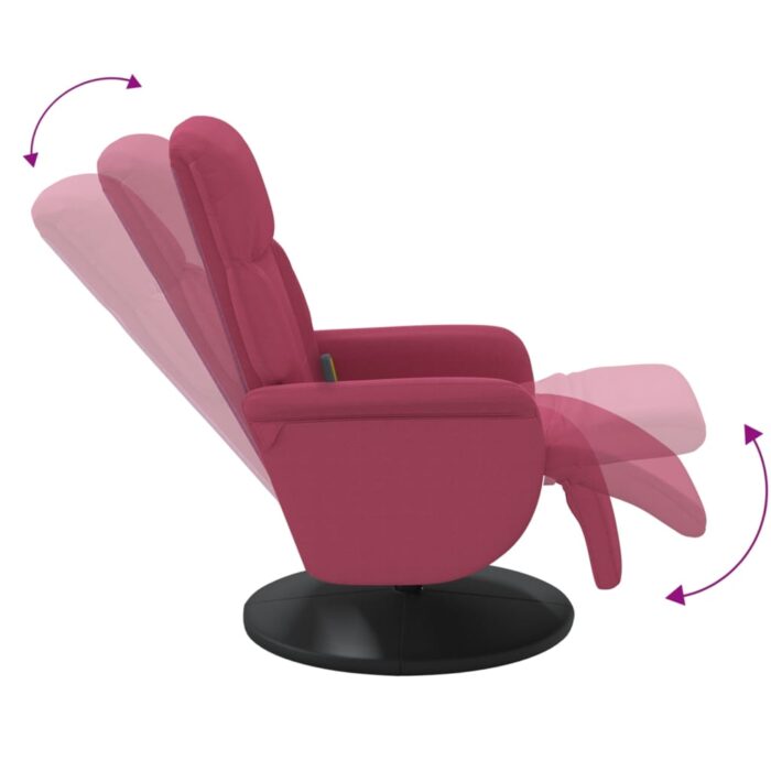 Fauteuil de massage inclinable avec repose-pied rouge bordeaux – Image 5