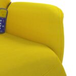Fauteuil inclinable de massage avec repose-pied jaune velours – Image 6