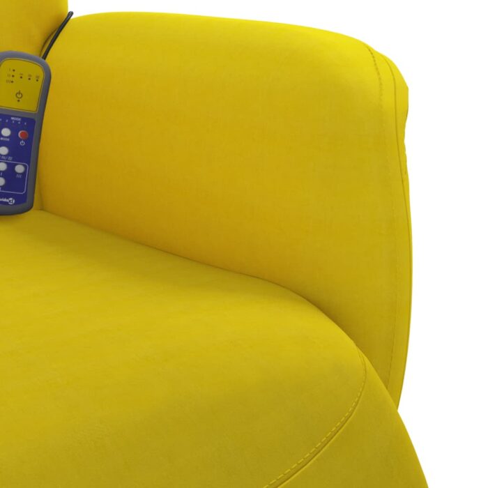 Fauteuil inclinable de massage avec repose-pied jaune velours – Image 6