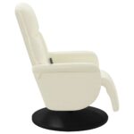 Fauteuil inclinable de massage avec repose-pieds crème velours – Image 3