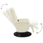 Fauteuil inclinable de massage avec repose-pieds crème velours – Image 5