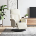 Fauteuil inclinable de massage avec repose-pieds crème velours