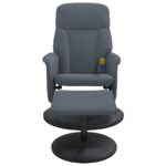 Fauteuil de massage inclinable repose-pied gris foncé velours – Image 2