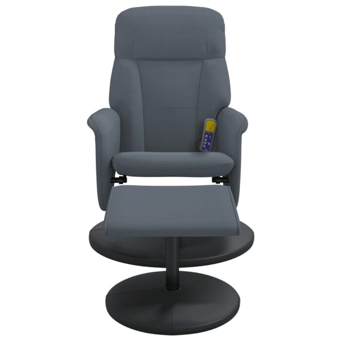 Fauteuil de massage inclinable repose-pied gris foncé velours – Image 2