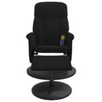 Fauteuil de massage inclinable avec repose-pied noir velours – Image 2