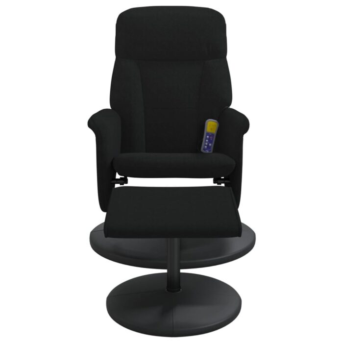 Fauteuil de massage inclinable avec repose-pied noir velours – Image 2