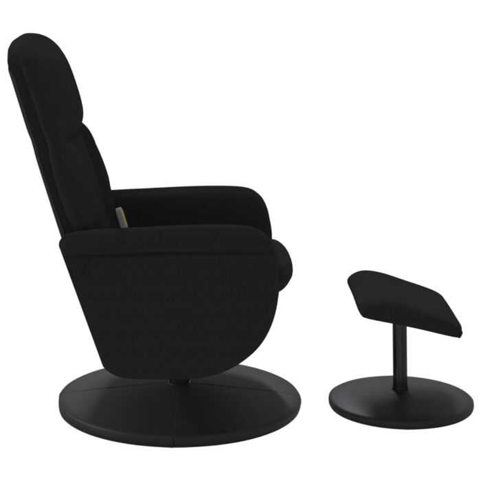 Fauteuil de massage inclinable avec repose-pied noir velours – Image 3