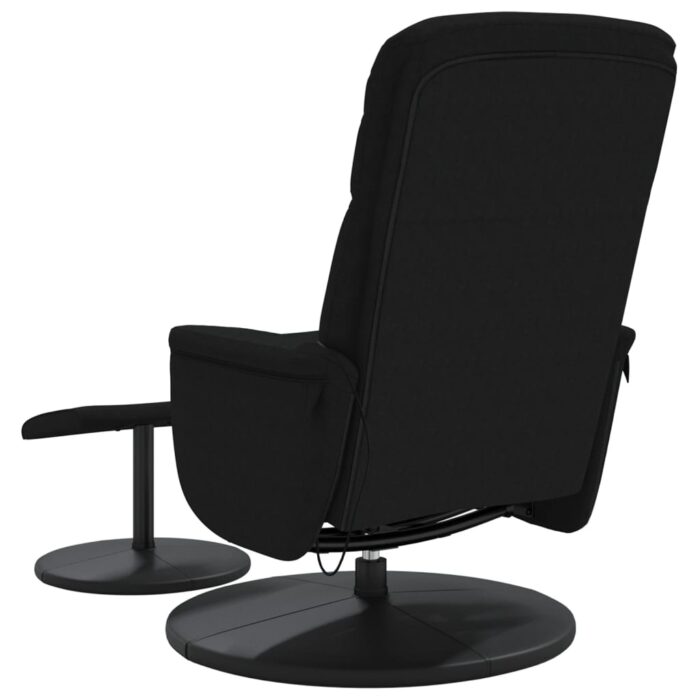 Fauteuil de massage inclinable avec repose-pied noir velours – Image 4