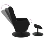 Fauteuil de massage inclinable avec repose-pied noir velours – Image 5
