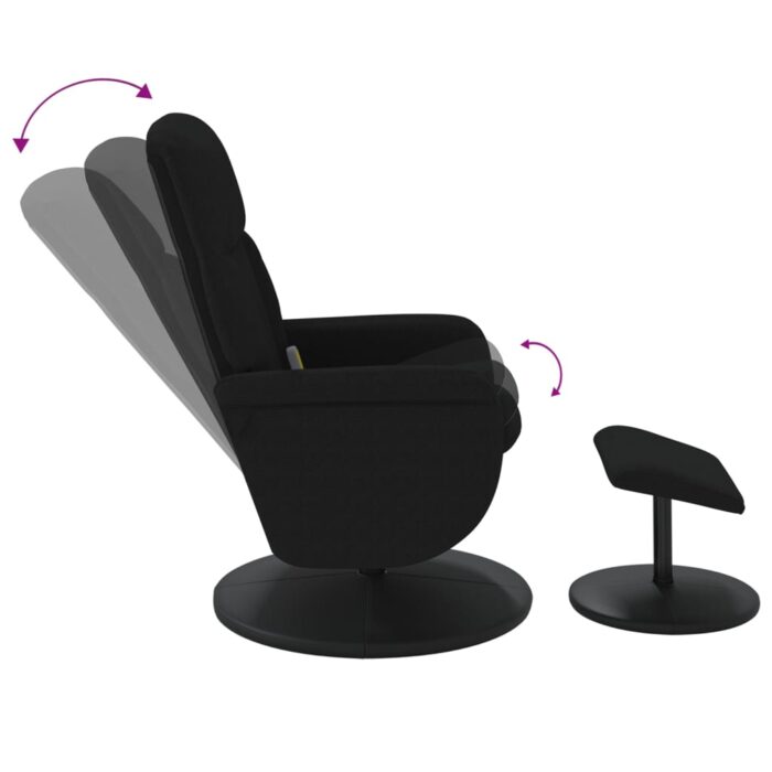 Fauteuil de massage inclinable avec repose-pied noir velours – Image 5