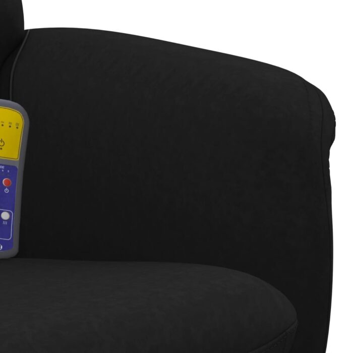 Fauteuil de massage inclinable avec repose-pied noir velours – Image 6