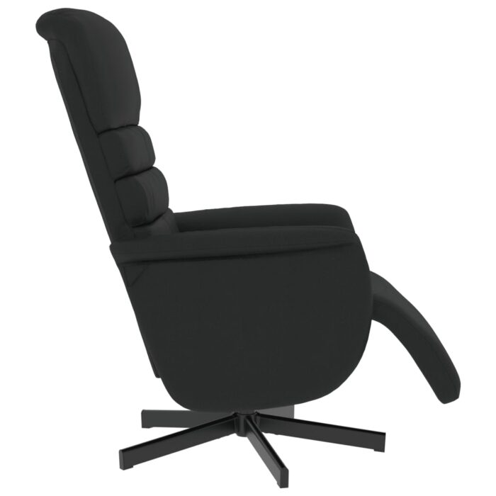 Fauteuil inclinable avec repose-pieds noir similicuir – Image 2