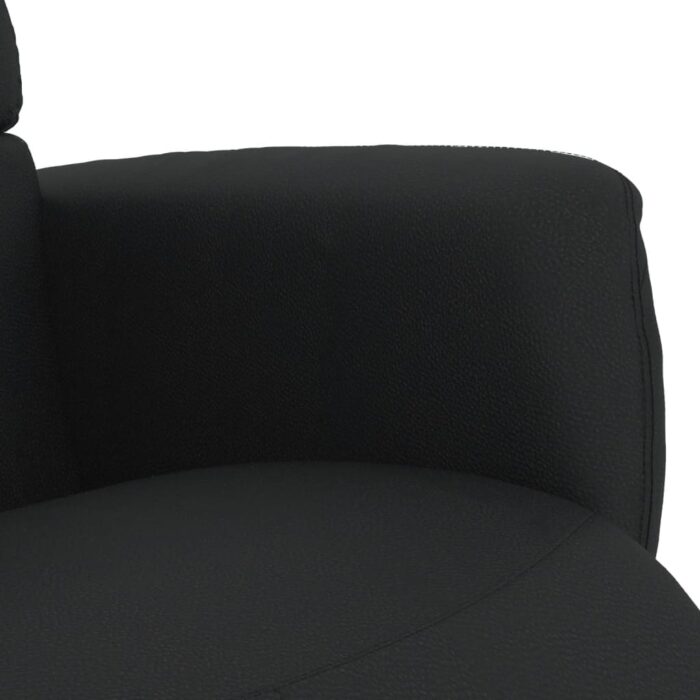 Fauteuil inclinable avec repose-pieds noir similicuir – Image 4