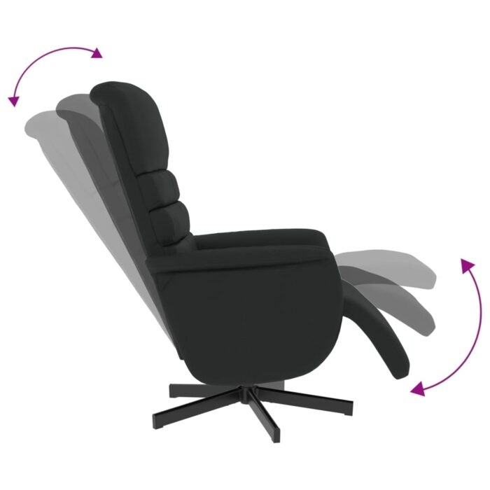 Fauteuil inclinable avec repose-pieds noir similicuir – Image 5