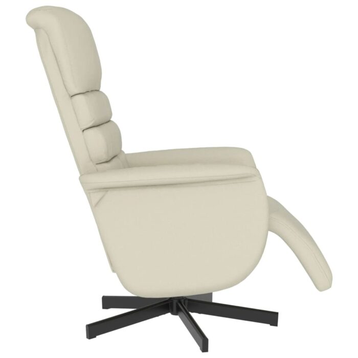 Fauteuil inclinable avec repose-pieds crème similicuir – Image 2