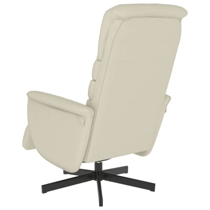 Fauteuil inclinable avec repose-pieds crème similicuir – Image 3