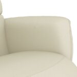 Fauteuil inclinable avec repose-pieds crème similicuir – Image 4