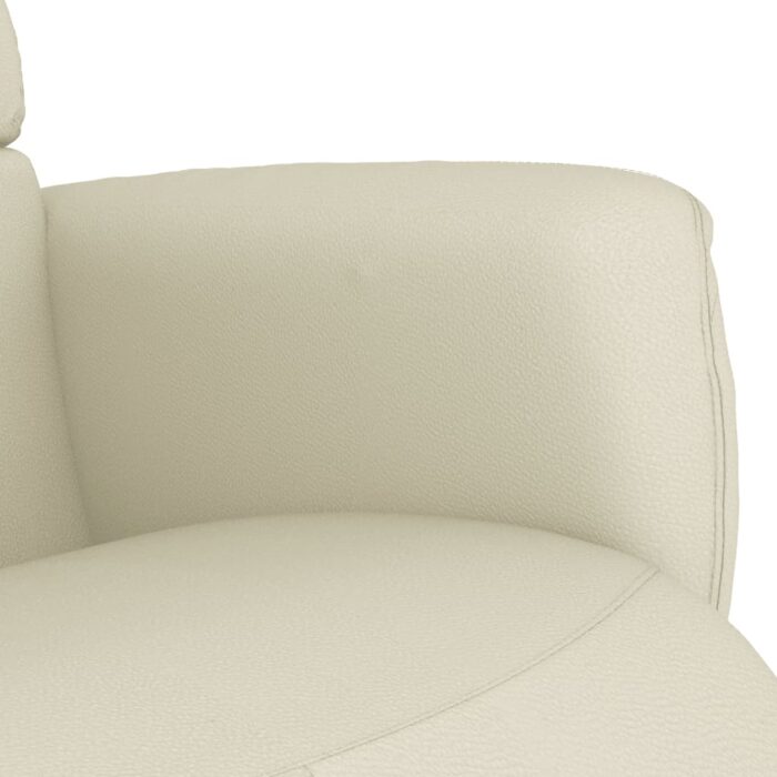 Fauteuil inclinable avec repose-pieds crème similicuir – Image 4