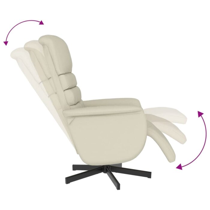 Fauteuil inclinable avec repose-pieds crème similicuir – Image 5