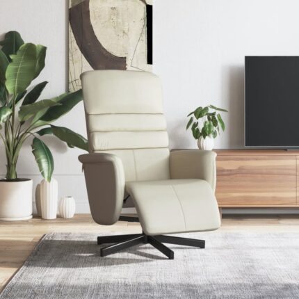 Fauteuil inclinable avec repose-pieds crème similicuir