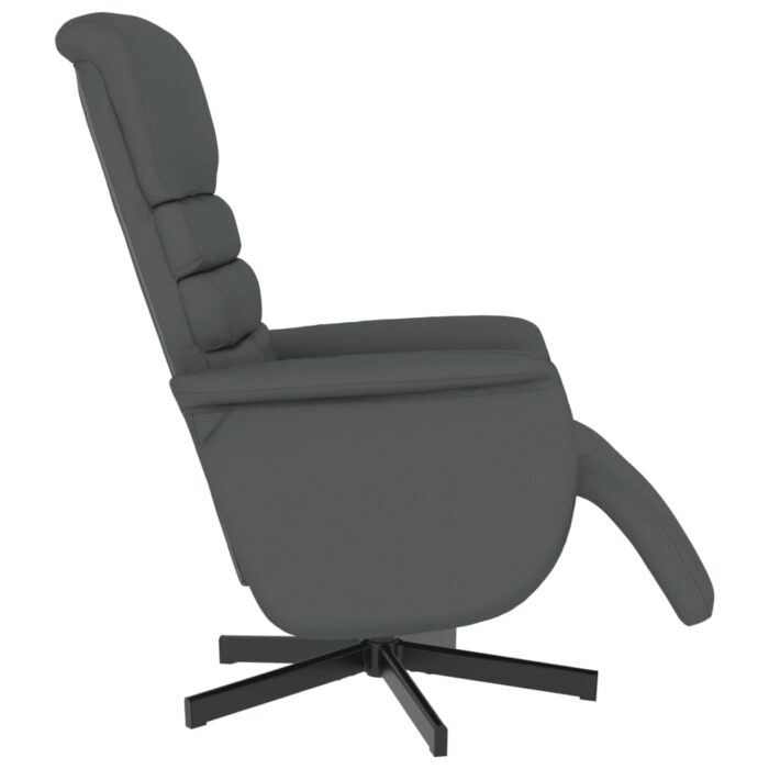 Fauteuil inclinable avec repose-pieds gris similicuir – Image 2