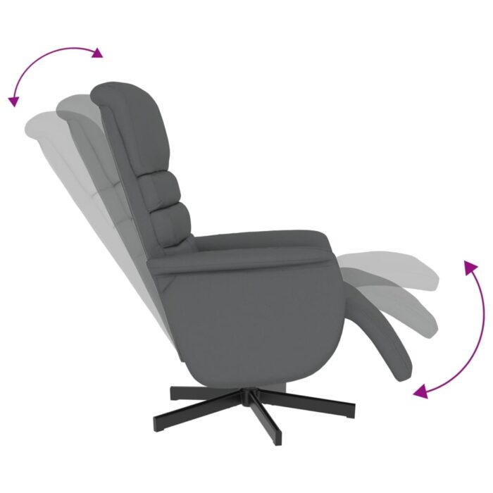 Fauteuil inclinable avec repose-pieds gris similicuir – Image 5