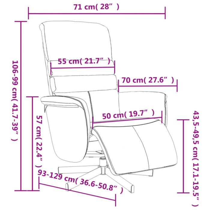 Fauteuil inclinable avec repose-pieds gris similicuir – Image 7