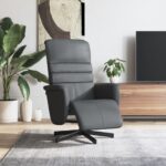 Fauteuil inclinable avec repose-pieds gris similicuir