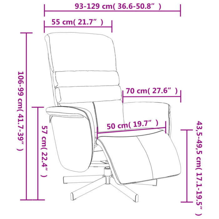 Fauteuil inclinable avec repose-pieds cappuccino similicuir – Image 7