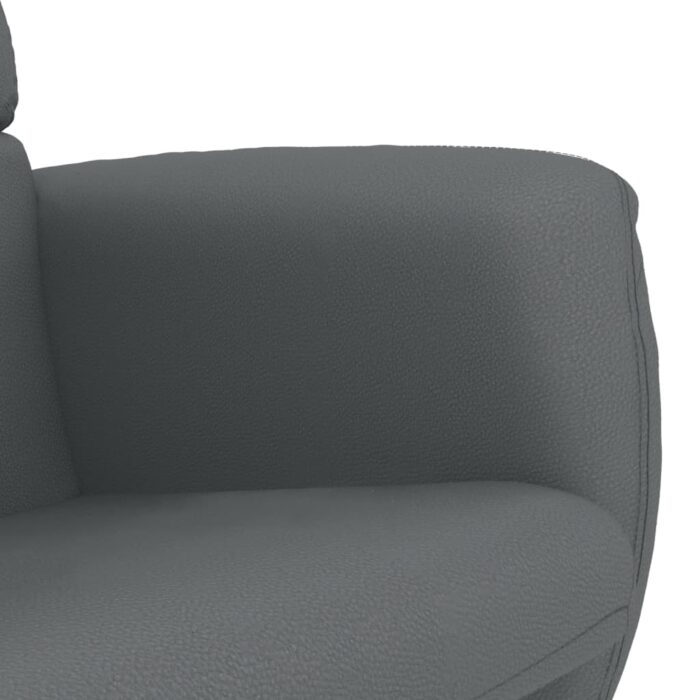 Fauteuil inclinable avec repose-pied gris similicuir – Image 4